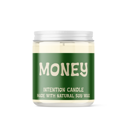 Money Intention Soy Candle with Crystal
